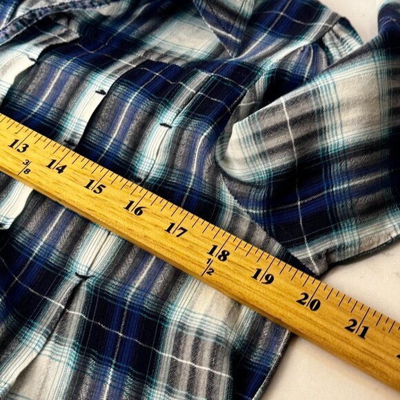 Vintage DCC Missy Casual Women Blue White Plaid Sz Medium 100% Cotton Pockets - Picture 14 of 16
